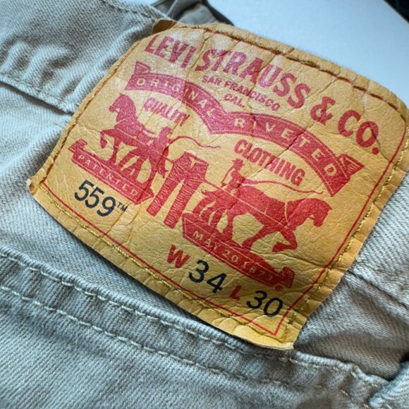 Levi's Mens 559 Khaki Straight Jeans Size 34x30 Tan Relaxed Casual Classic - Picture 2 of 10